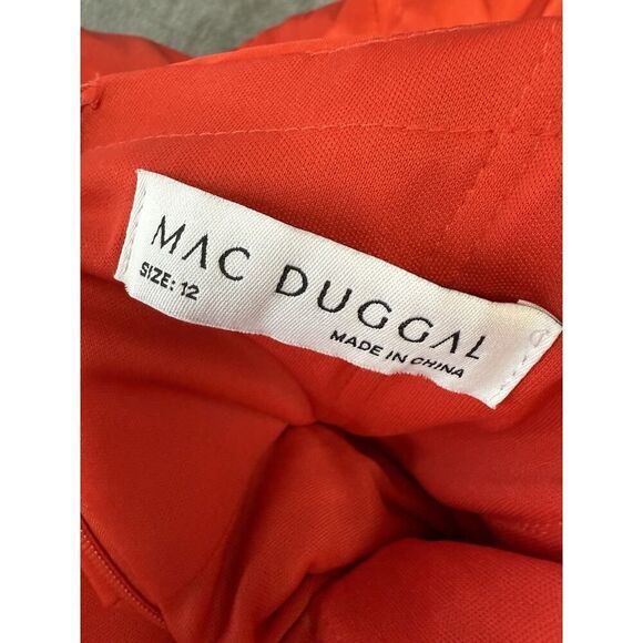 Mac Duggal Cut-Out Bow Satin Red Gown Formal Dress sz 12 - Picture 15 of 16